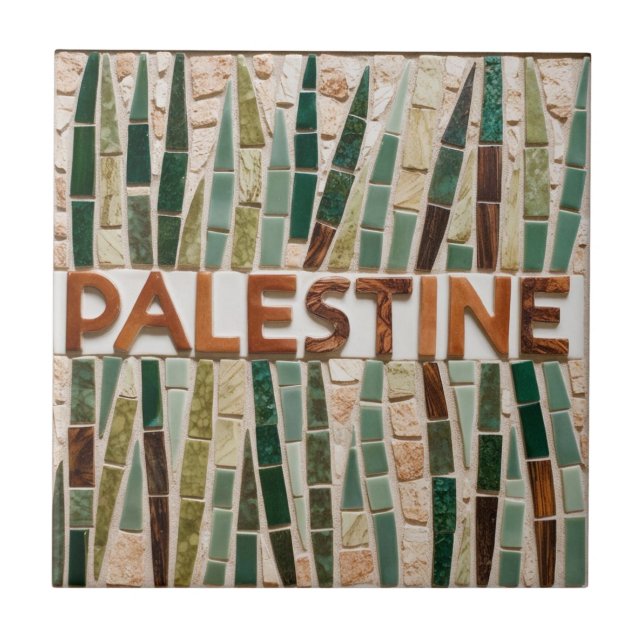 Carreau LIBRE PALESTINE olives branches mosaïque céramique (Devant)