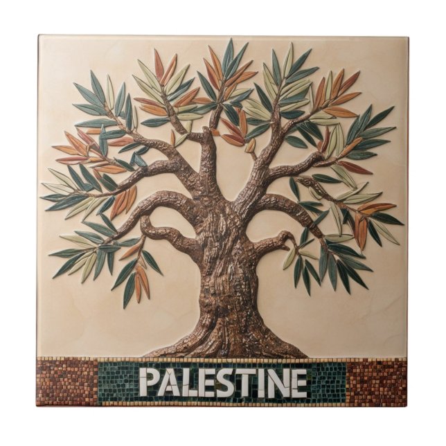 Carreau LIBRE PALESTINE olives branches mosaïque céramique (Devant)