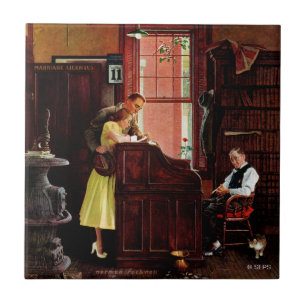 Carreau Licence de mariage par Norman Rockwell