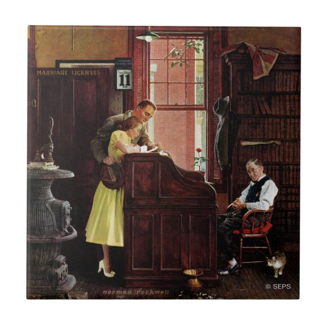 Carreau Licence de mariage par Norman Rockwell (Devant)