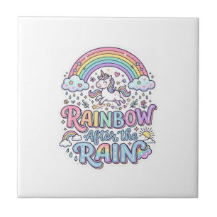 Carreau Licorne Arc-en-ciel Après la Pluie Vecteur Premium