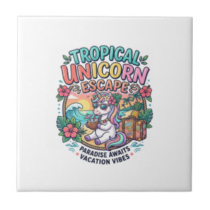 Carreau Licorne Tropical Licorne Évasion POD Prêt POD Artw