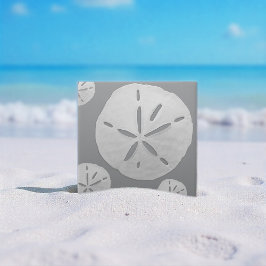 Carreau Light Gray & White Tropical Beach Sand Dollar