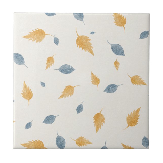 Carreau Light Pastel Beige Autumn Leaves Pattern (Devant)