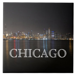 Carreau Ligne aérienne de Chicago sur le lac Michigan