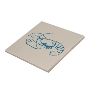 Carreau Ligne De Homard Bleu Dessin Sur Plage De Sable Cou