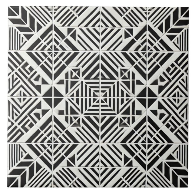 Carreau Ligne Infinie, Carrelage en céramique géométrique  (Devant)