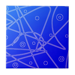 Carreau Lignes bleues Art Abstrait Cercles Minimalisme