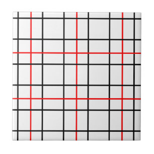 Carreau Lignes de grille noire rouge Conception de plis