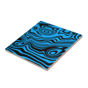 Carreau Lignes noires et bleues déformées Abstraites - p