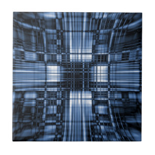 Carreau Lignes technologiques bleues et noires