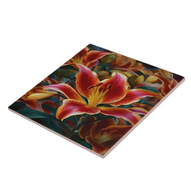 Carreau Lily éclatante dans un jardin à Dusk (Côté)