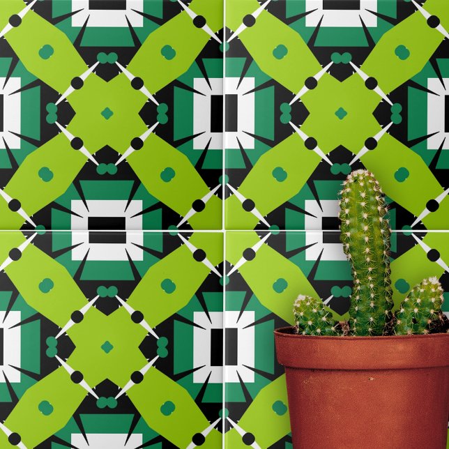 Carreau Lime Green Moderne Mosaïque Abstraite géométrique (Créateur téléchargé)