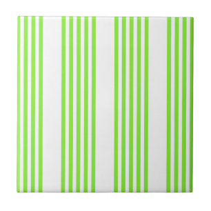 Carreau Lime vert et blanc cinq bandes motif