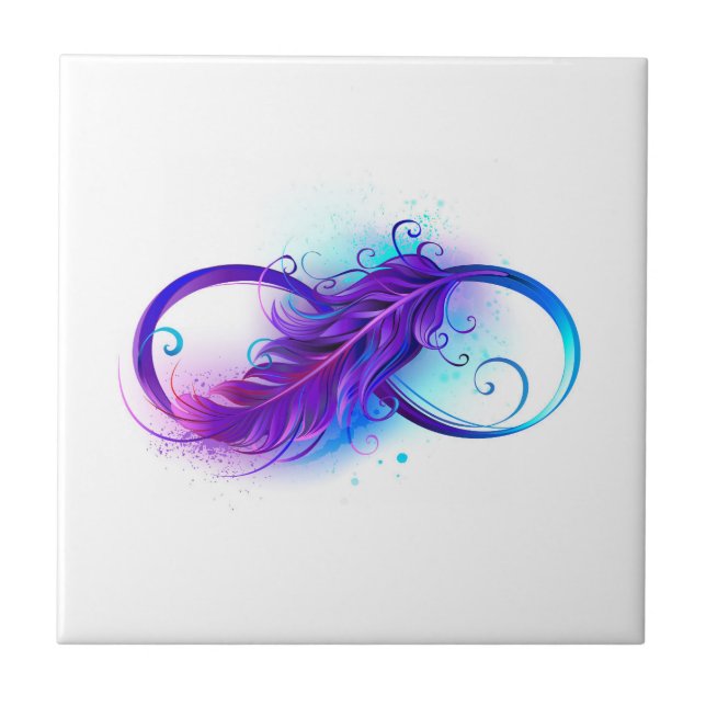 Carreau L'infini avec plume violette (Devant)