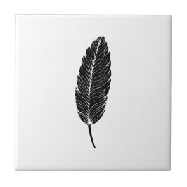 Carreau Linocut en plumes rustiques noir et blanc