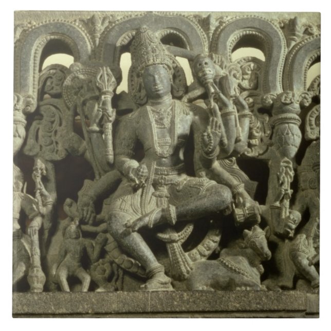 Carreau Linteau dépeignant la trinité : Siva, Brahma et (Devant)