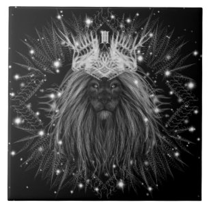 Carreau Lion d'étoile avec monogramme de couronne