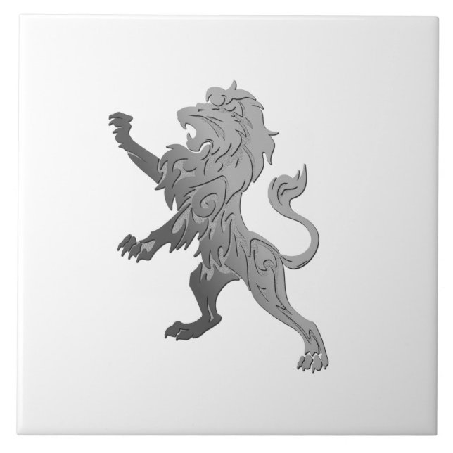 Carreau Lion royal d'argent sur carrelage en céramique bla (Devant)