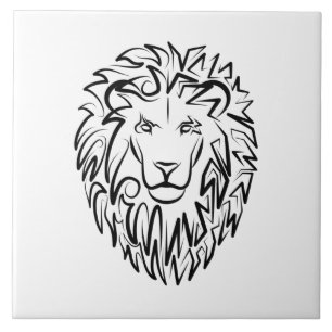 Carreau Lion tribal noir et blanc
