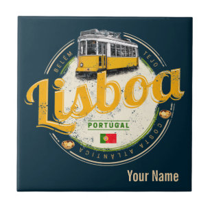 Carreau Lisbonne Portugal avec Tramway Retro Souvenir Vint