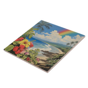 Carreau lithographe vintage art tropical