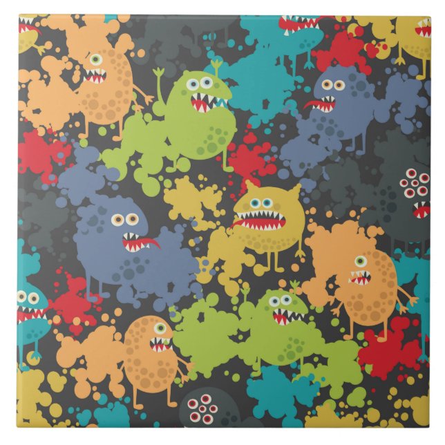 Carreau Little cute funny monsters (Devant)