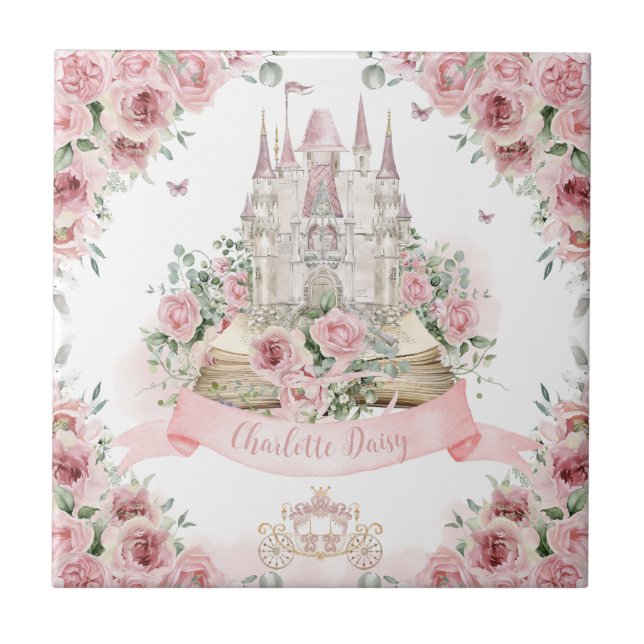 Carreau Livre d'histoire du Château Princess de rose pâle (Devant)