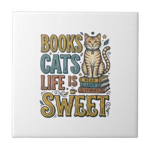 Carreau Livres Chats La Vie Est Douce Design Pour Lectrice