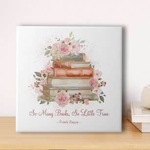Carreau Livres de citations personnalisées et roses roses 