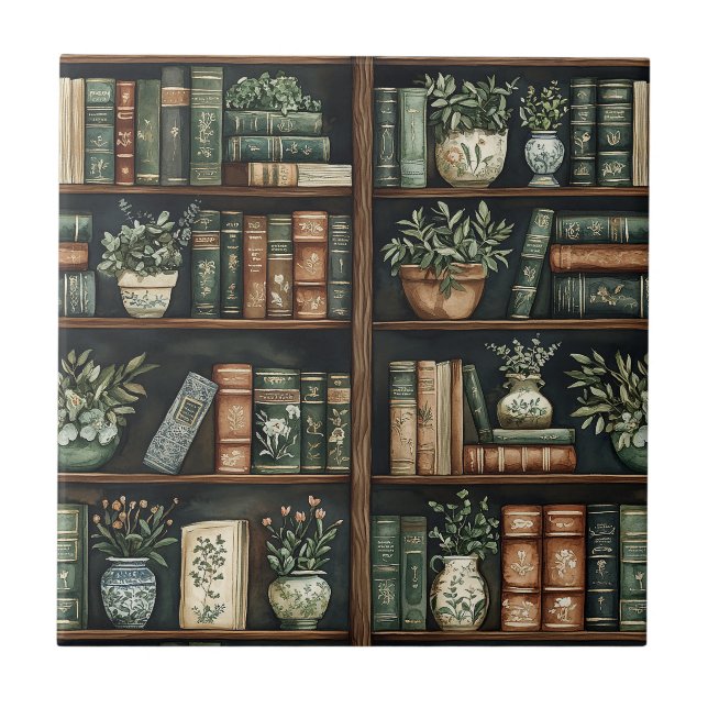 Carreau Livres et fleurs Carrelage en céramique (Devant)