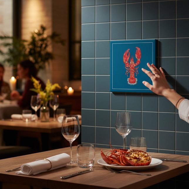 Carreau Lobster Illustration Nautical Kitchen Tile (Créateur téléchargé)