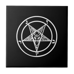 Carreau Logo satanique de la chèvre de Pentagram inversé