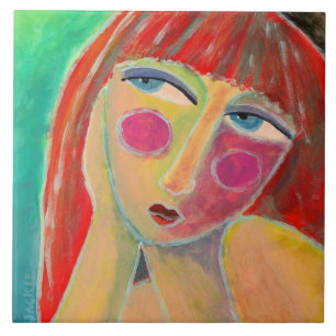 Carreau Loin Portrait Abstrait d'une femme Red Haired