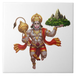 Carreau Lord Hanuman Flying Lifting Mountain