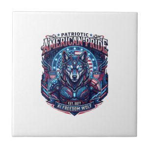 Carreau Loup Cyberpunk Liberté Ai Patriotique Futur Libert