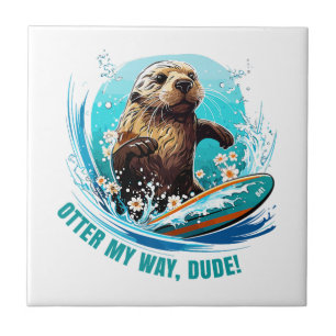 Carreau Loutre 841 Loutre qui fait du Surf Elle vole des p