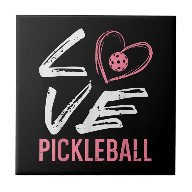 Carreau Love Pickleball Coeur Pickle Ball Femmes Filles En (Devant)