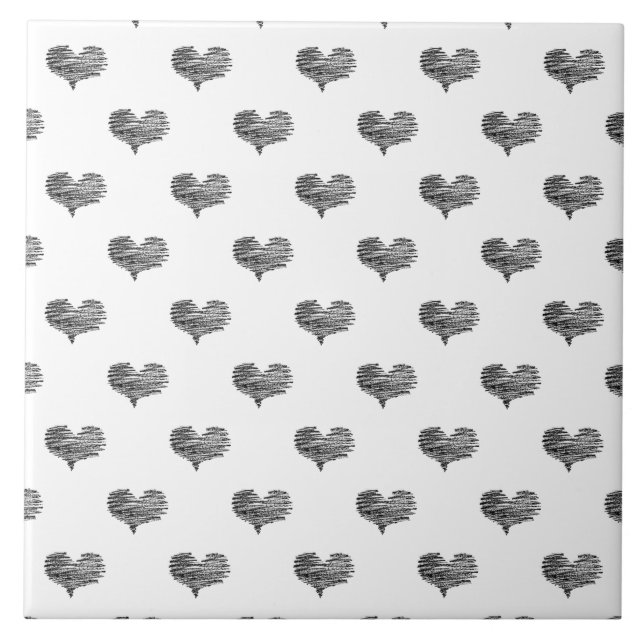 Carreau Love Valentine's Day Black Heart croquis (Devant)
