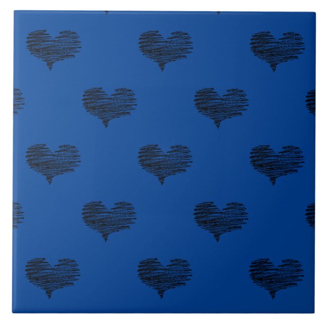 Carreau Love Valentine's Day Black Heart croquis (Devant)