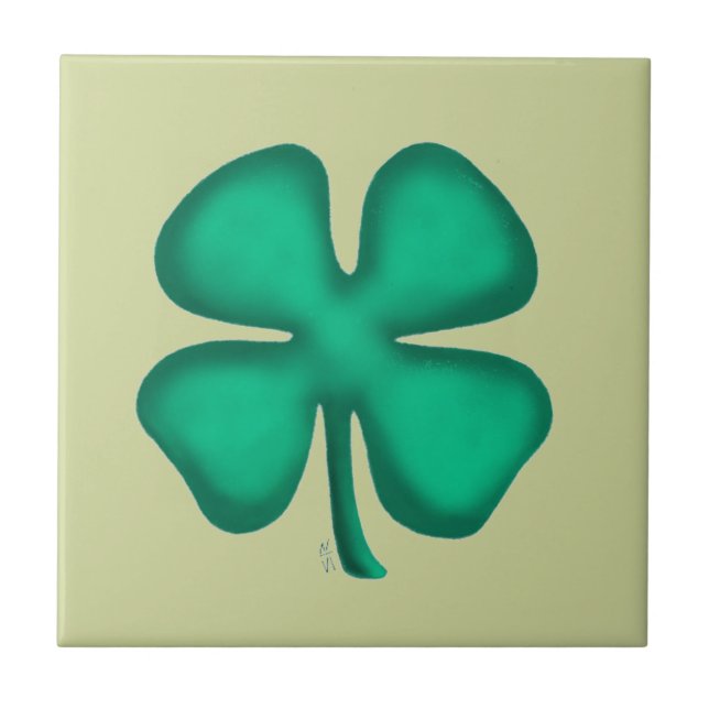 Carreau Lucky 4 Leaf Irish Clover light green small tile (Devant)