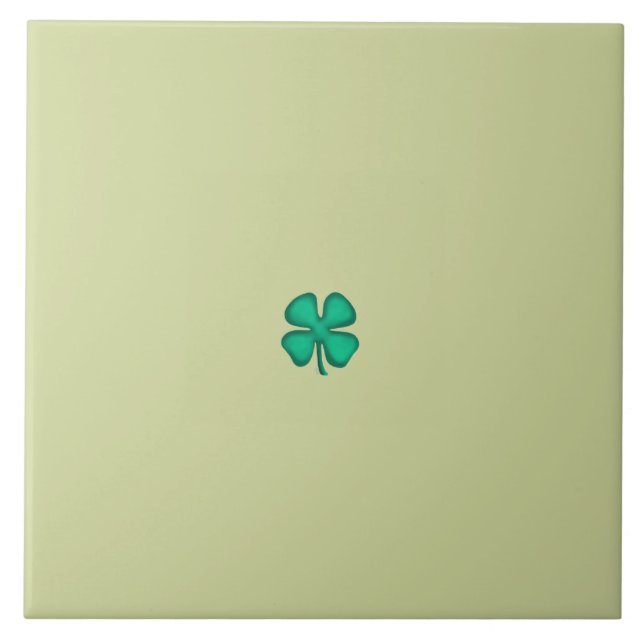 Carreau Lucky 4 Leaf Irish Clover tiny lt green large tile (Devant)