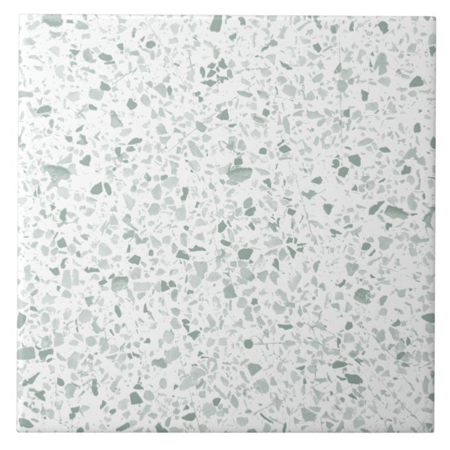 Carreau Lumière verte sur blanc Motif en pierre Terrazzo (Devant)