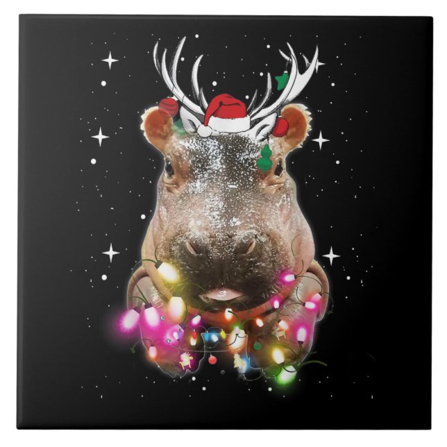 Carreau Lumières de Noël Hippo Fiona Hippopotamus Lover (Devant)