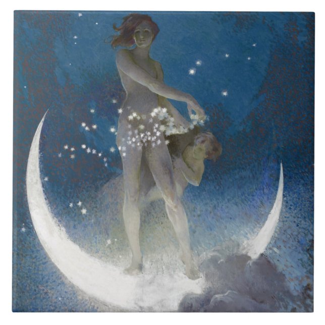 Carreau Luna Goddess at Night Scattering Stars (Devant)