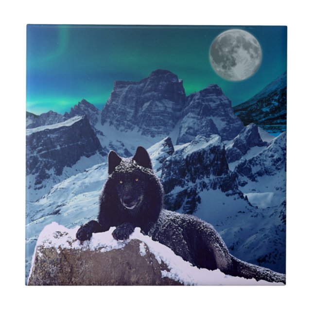 Carreau Lune de loup noir | Carrelage en céramique gothiqu (Devant)