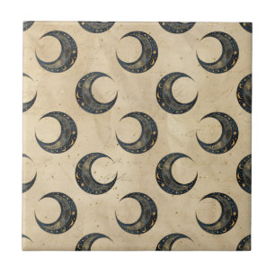 Carreau Lune dorée motif céleste Boho