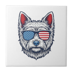 Carreau Lunettes de soleil pour chien Westie patriotiques 