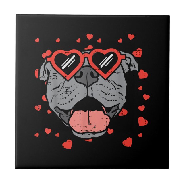 Carreau Lunettes de visage Pitbull Valentines Jour Animaux (Devant)