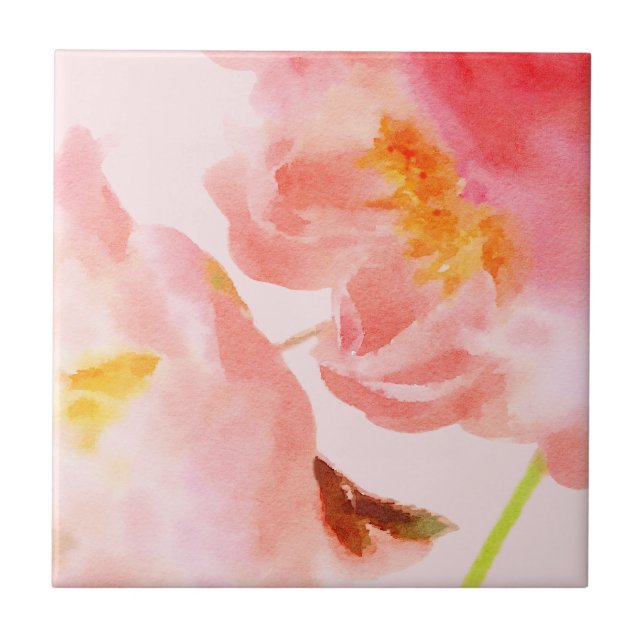 Carreau Luxe Aquarelle Florale rose (Devant)